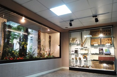 The CPBR exhibition area in the lobby and courtyard of the Life Sciences Building II.