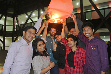  TEC students at a sky lantern festival.