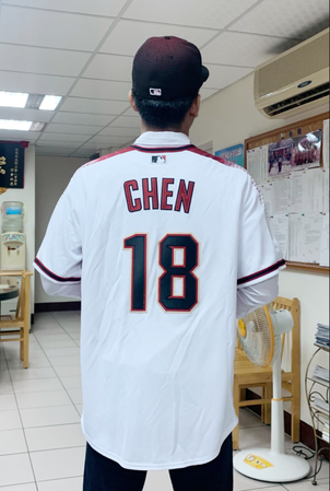 
Chen wearing his Arizona Diamondbacks jersey.