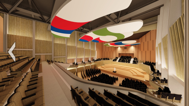 The Concert Hall will have a vineyard-style seating arrangement.