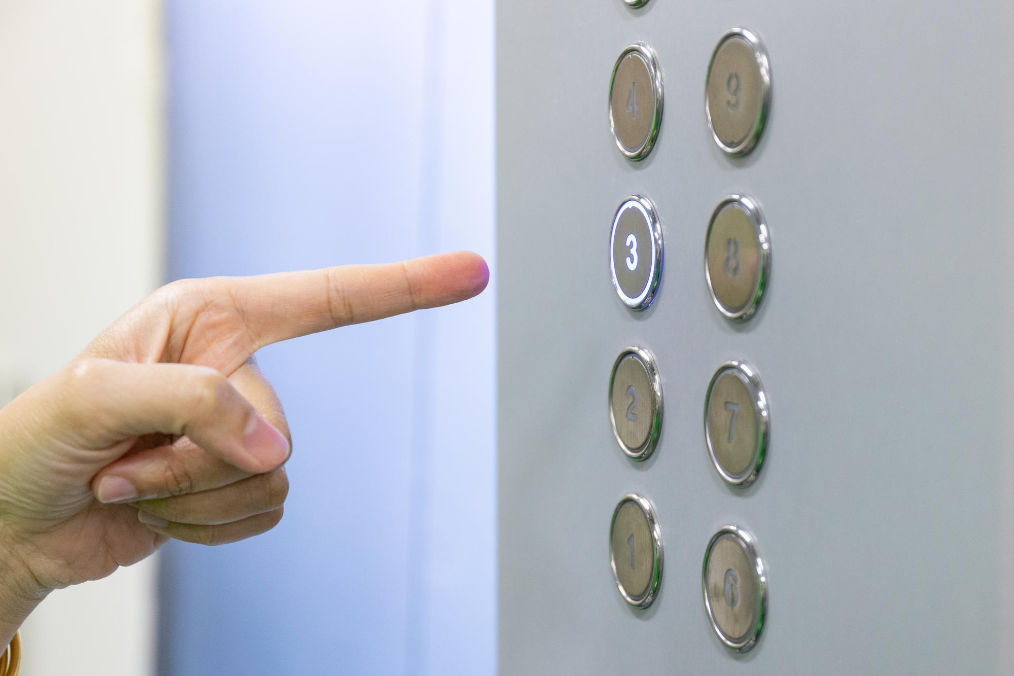 Fingers can be detected within a 5-centimeter range and activate the elevator buttons.