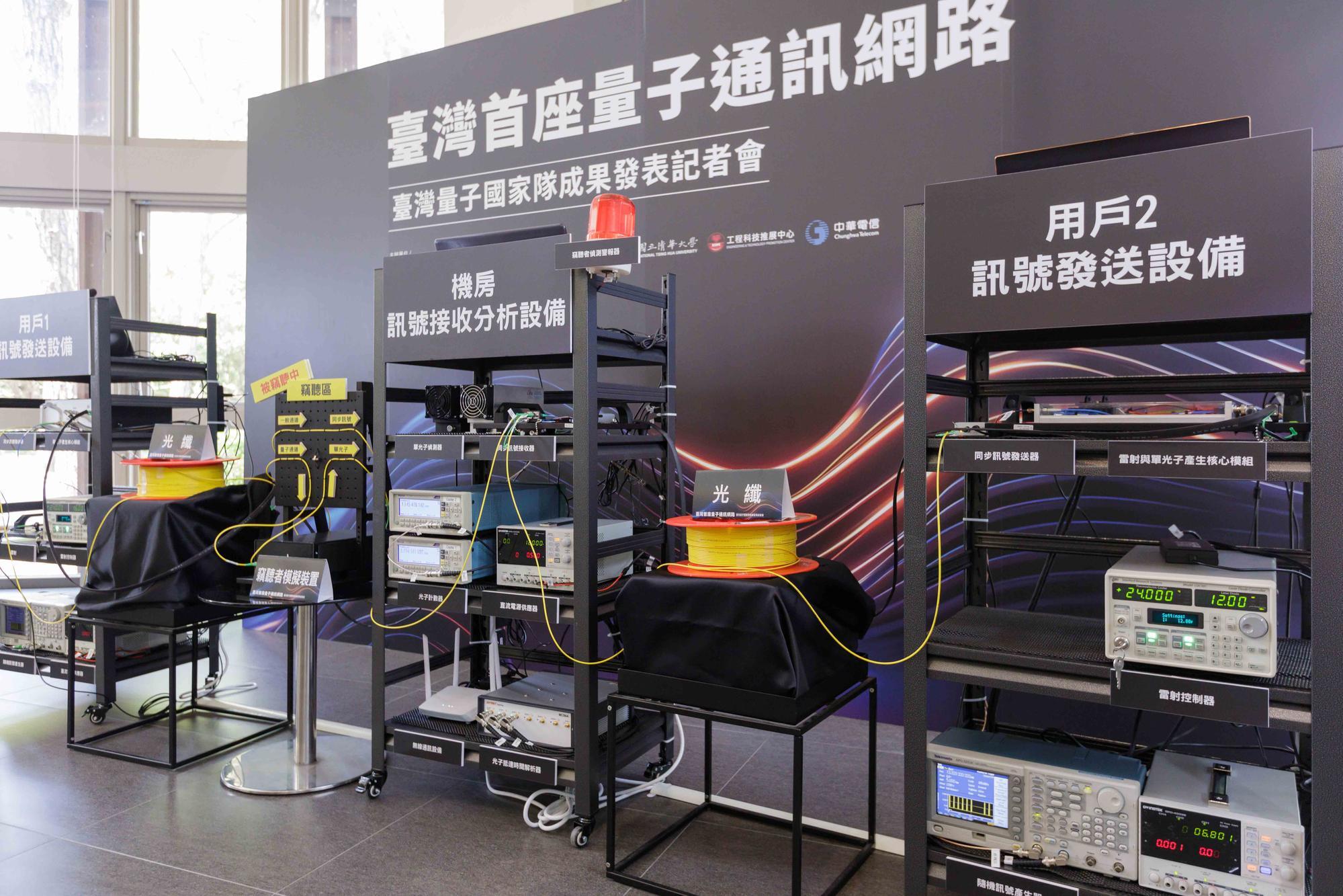 清華團隊展示臺灣第一座量子加密通訊網路。
Taiwan's first quantum secure communication network.