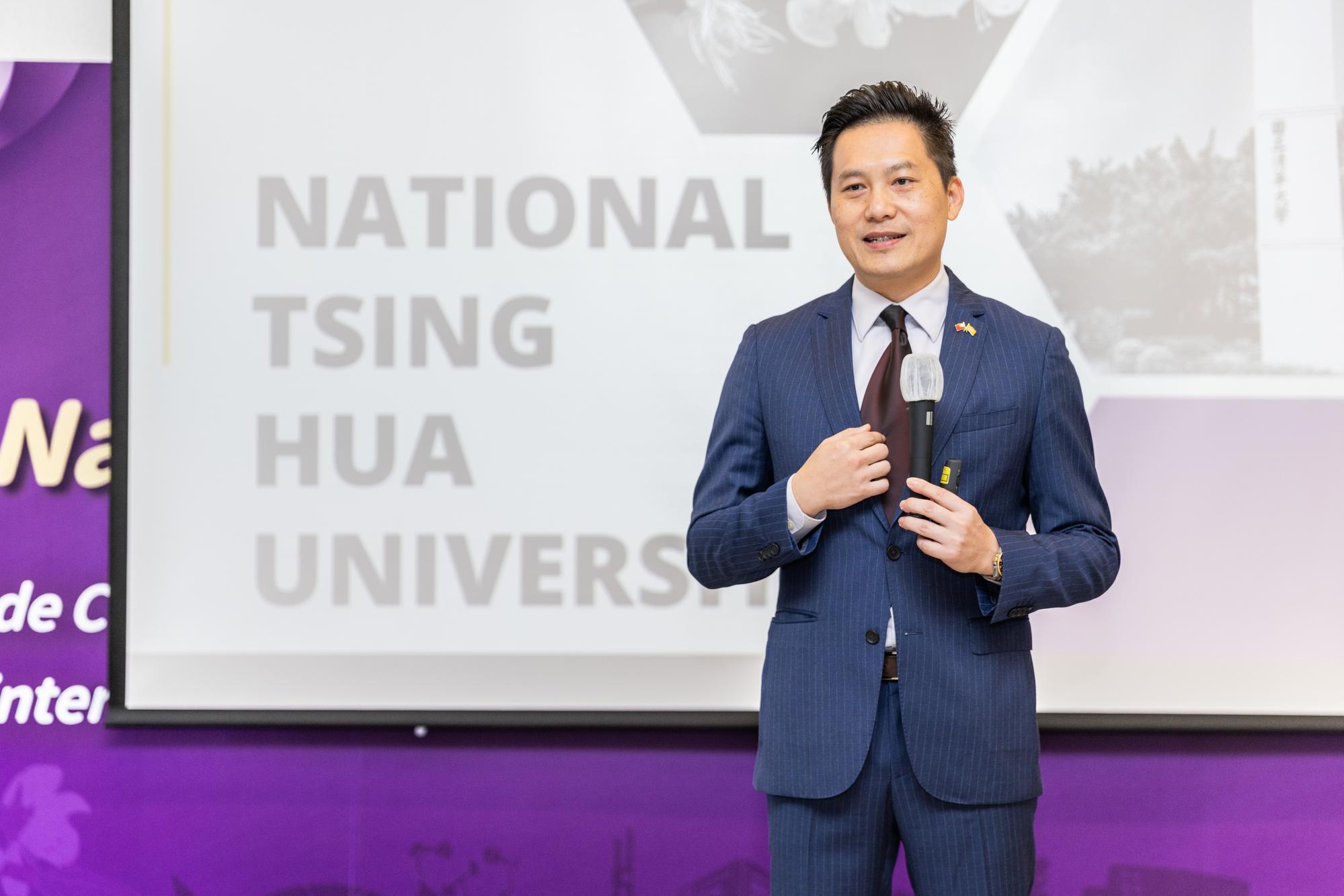 Ta-Jen Yen (嚴大任), NTHU's Global Officer, introduces the core values of NTHU, emphasizing inclusivity, equality, and diversity.