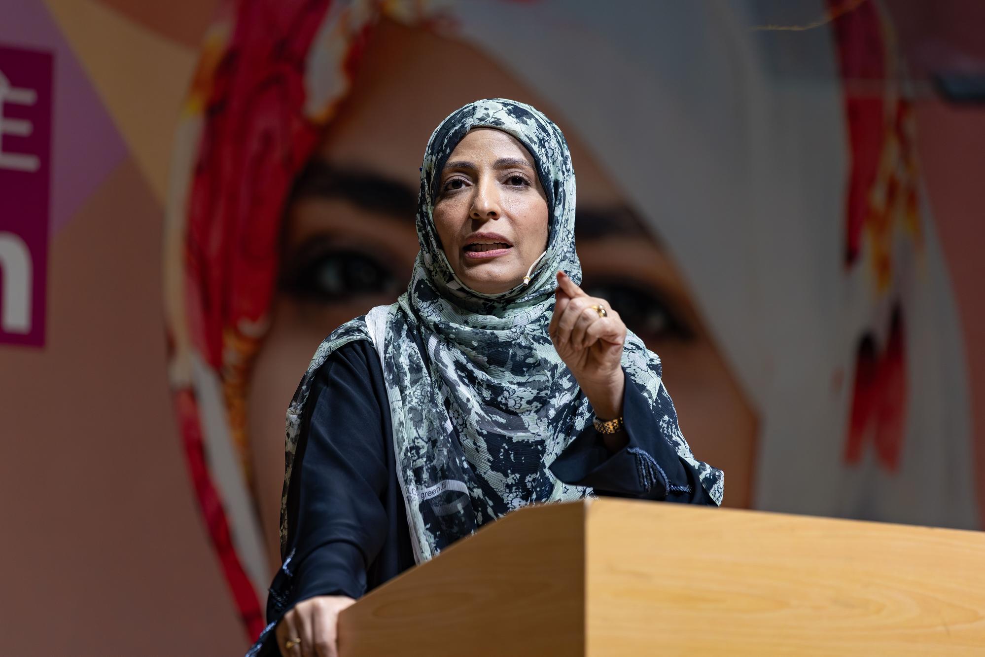 Nobel Peace Prize laureate Tawakkol Karman delivers the opening keynote of the “Nobel Laureates at NTHU” series.
