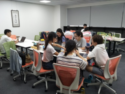 A brainstorming session at the Creativity Garage.