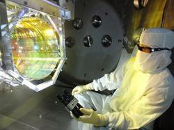 
One of the mirrors at the heart of the LIGO interferometer.
