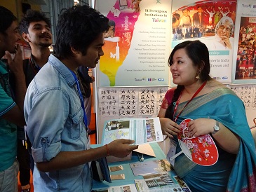 Indian students attending the education exhibition.