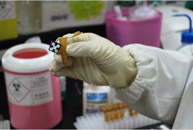 The tea sample reaches the test paper by passing through the same kind of cotton string used in ordinary tea bags.